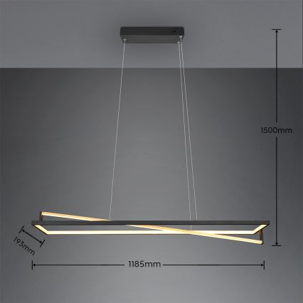 Trio - LED-dimbar pendel på vajer EDGE LED/35W/230V 2300/3000/4000K svart/guld