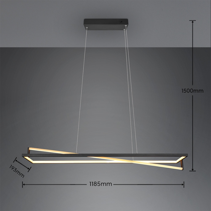 Trio - LED-dimbar pendel på vajer EDGE LED/35W/230V 2300/3000/4000K svart/guld