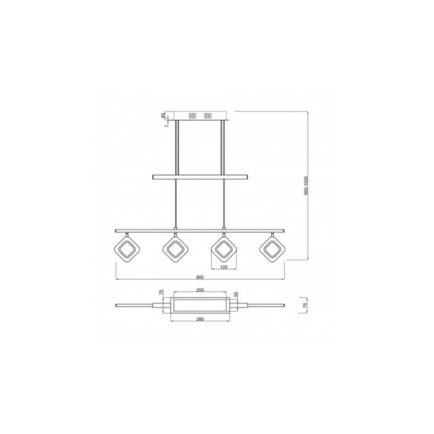 Trio - LED Ljuskrona med snöre PARADOX 4xLED/4,3W/230V