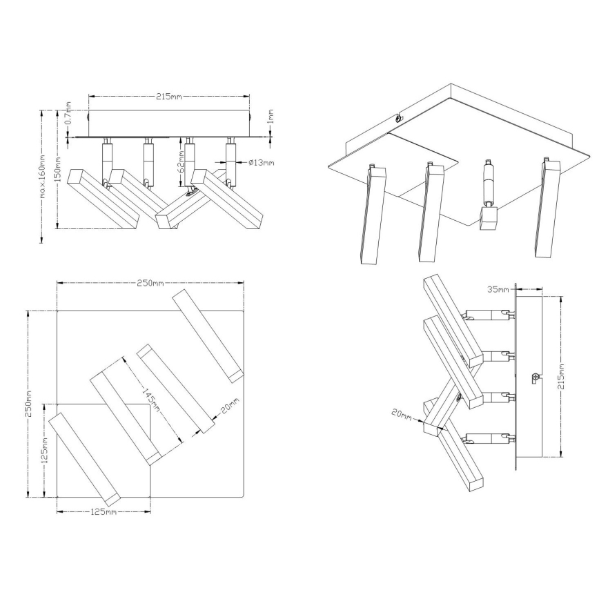 Trio - LED Spotlight OPIUM 4xLED/4,5W/230V