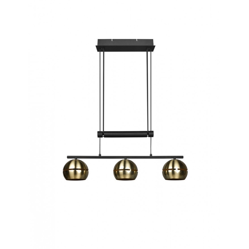 Trio - Ljuskrona med textilsladd FLETCHER 3xE14/40W/230V mässing