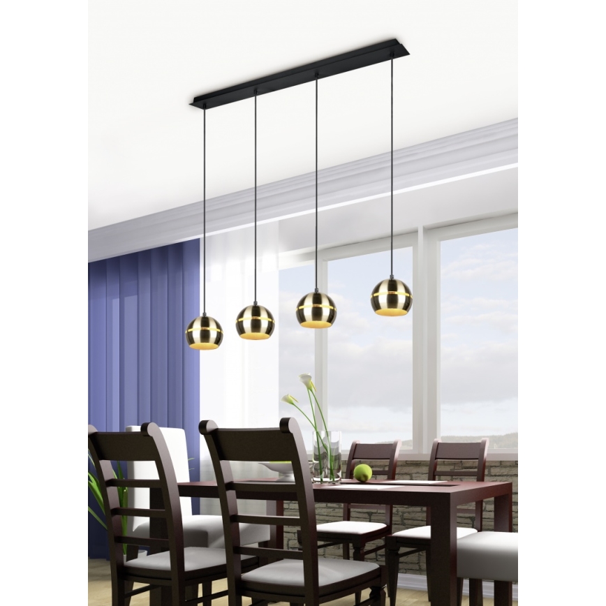 Trio - Ljuskrona med textilsladd FLETCHER 4xE14/40W/230V mässing