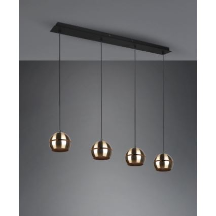 Trio - Ljuskrona med textilsladd FLETCHER 4xE14/40W/230V mässing