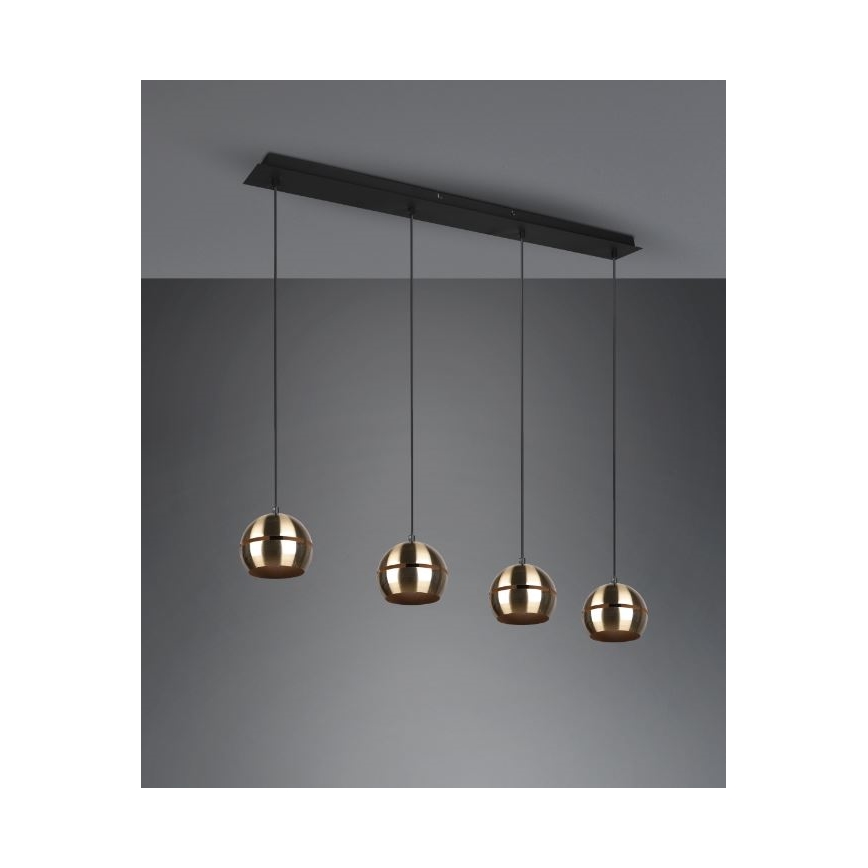 Trio - Ljuskrona med textilsladd FLETCHER 4xE14/40W/230V mässing