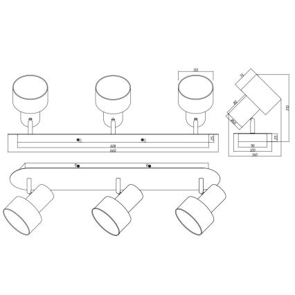 Trio - Spotlight WAILER 3xGU10/5W/230V matt krom