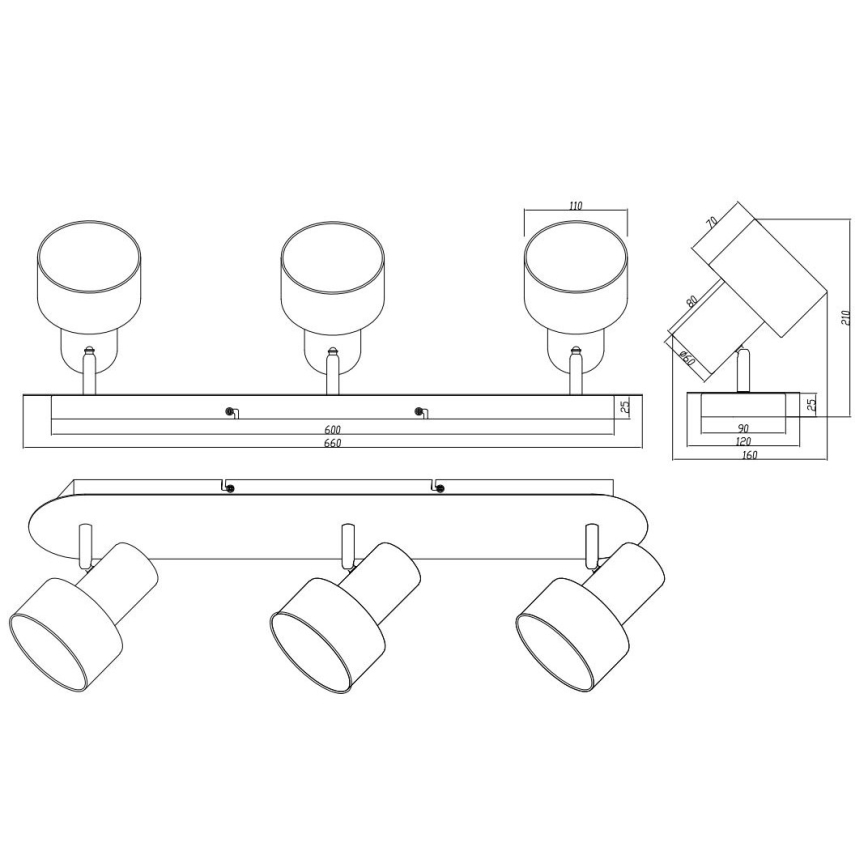 Trio - Spotlight WAILER 3xGU10/5W/230V matt krom