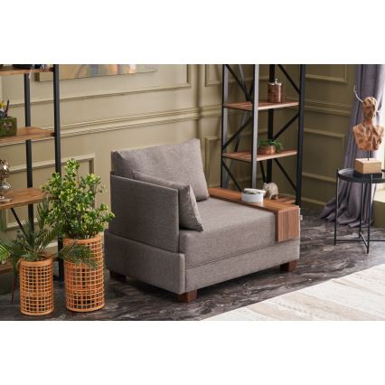 TULA hörnfåtölj, vänster, brun