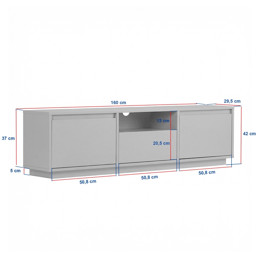 TV-bänk KREDE 160x30 cm vit/furu