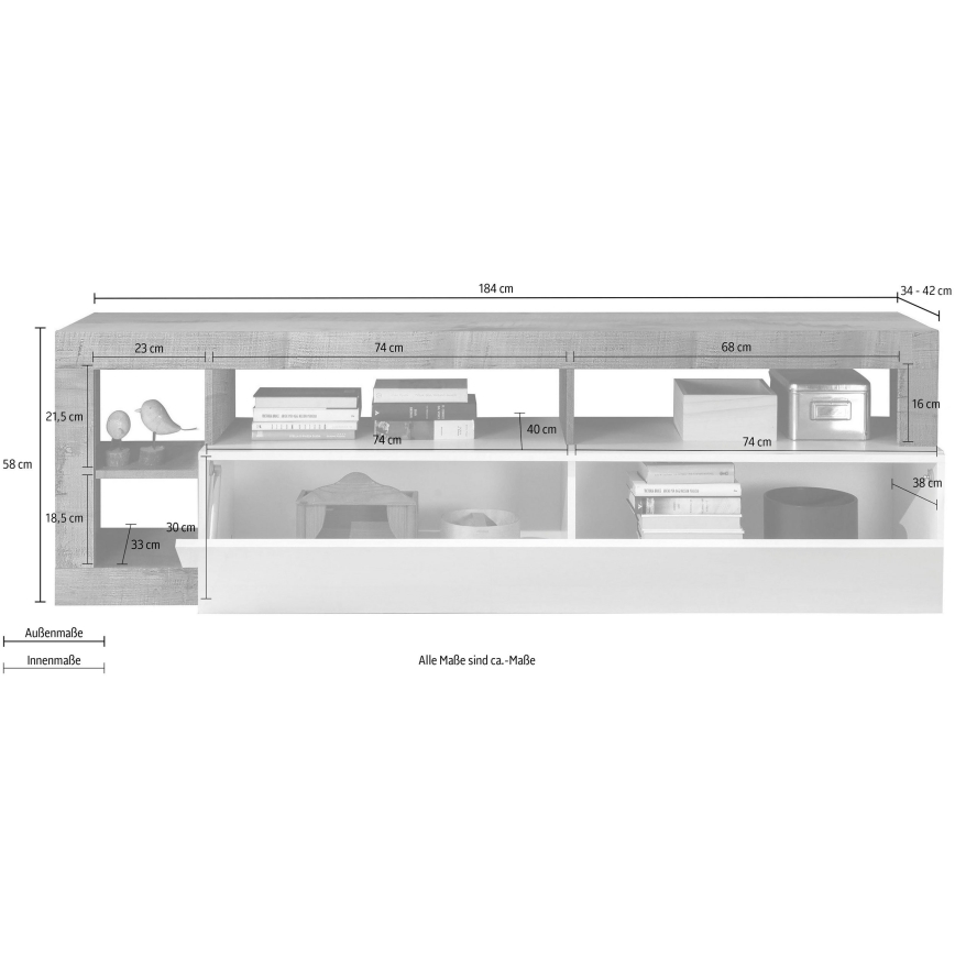 TV-bänk LENOR vit/antracit