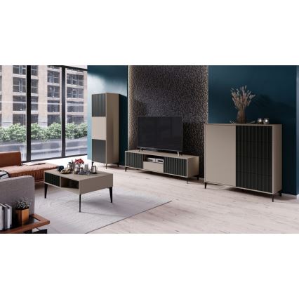 TV-bänk med låda RONJA taupe/svart