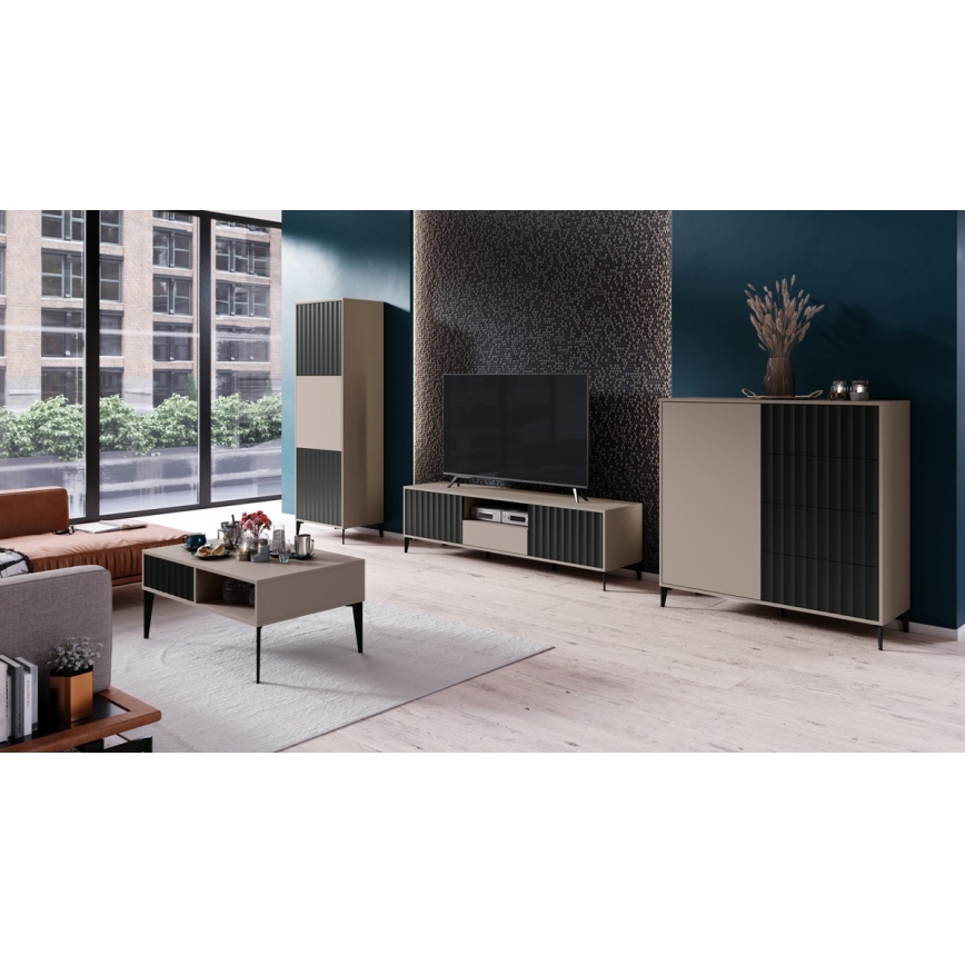 TV-bänk med låda RONJA taupe/svart