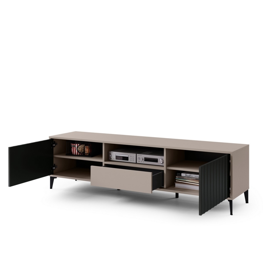 TV-bänk med låda RONJA taupe/svart