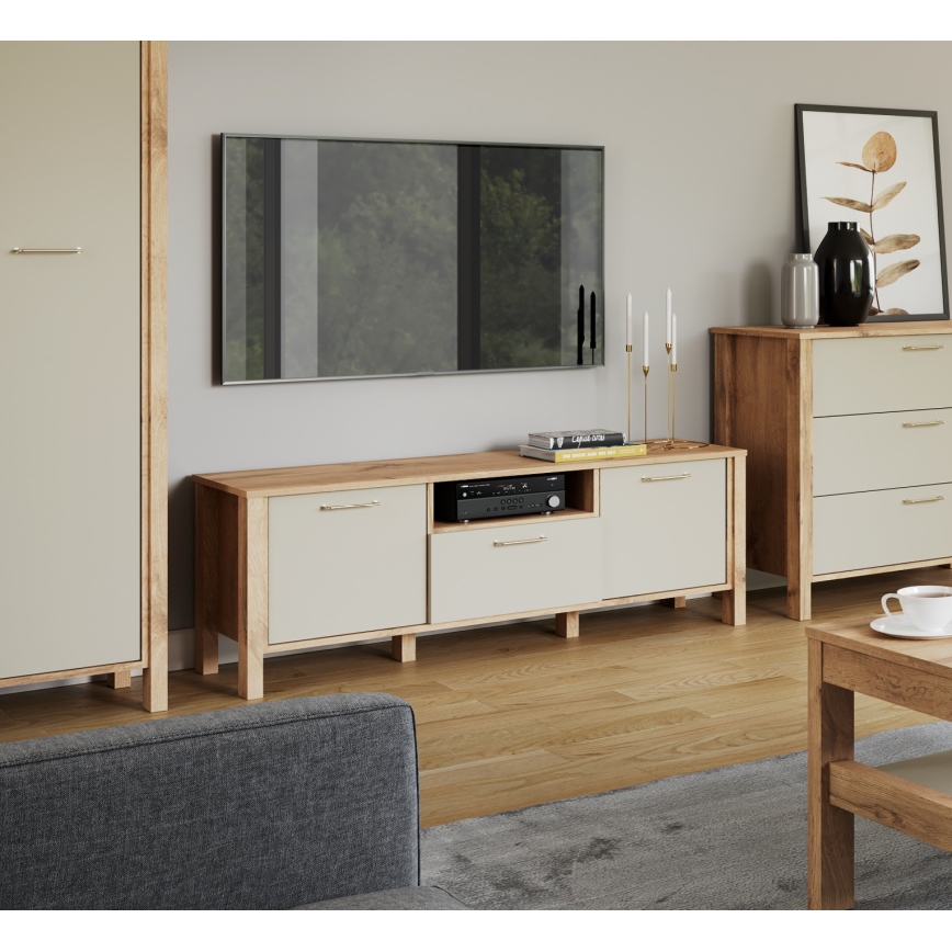 TV-bänk MENTA 138 x 49 cm ek Wotan/grå