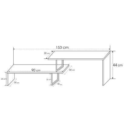 TV bord OVIT 44x153 cm brun/svart