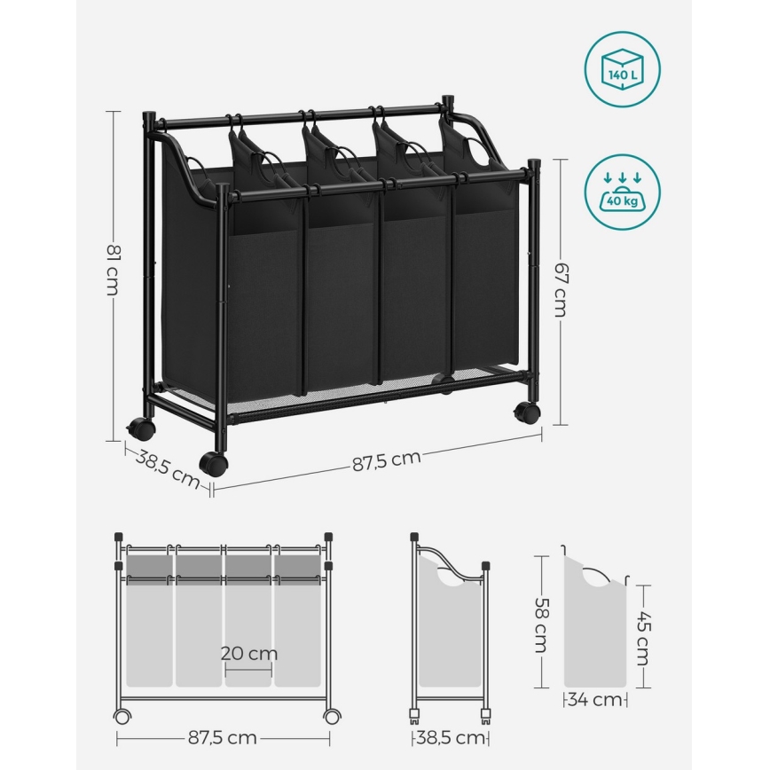 Tvättkorg LINA svart