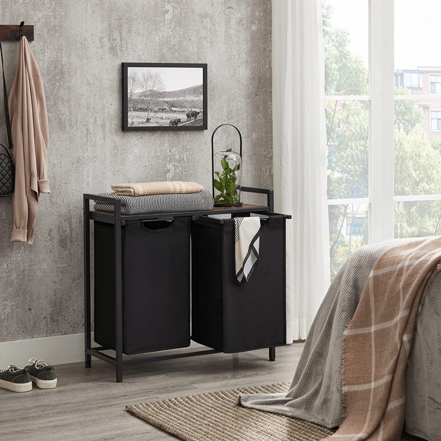 Tvättkorg REX 73x72x33 cm brun/svart