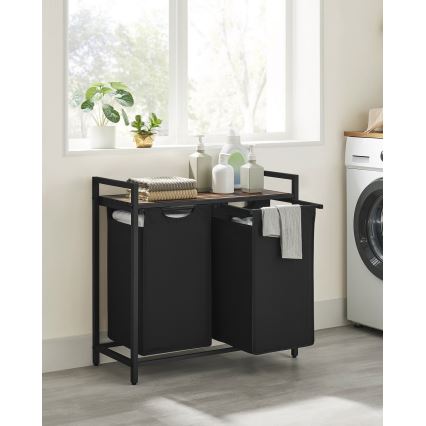 Tvättkorg REX 73x72x33 cm brun/svart