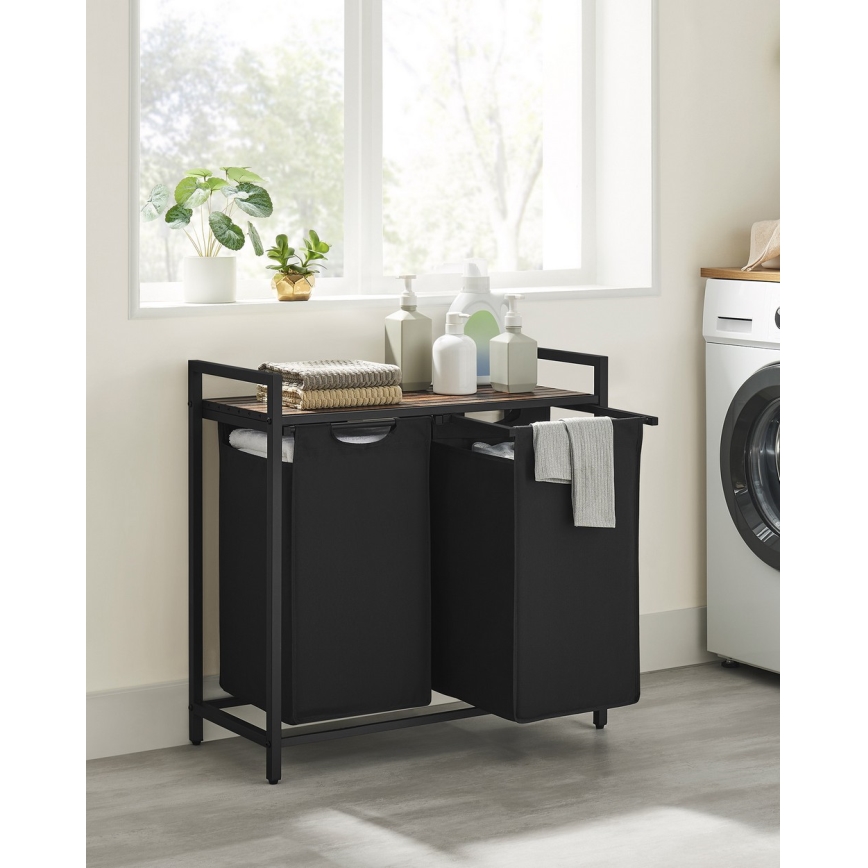 Tvättkorg REX 73x72x33 cm brun/svart