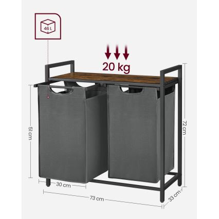 Tvättkorg REX brun/grå