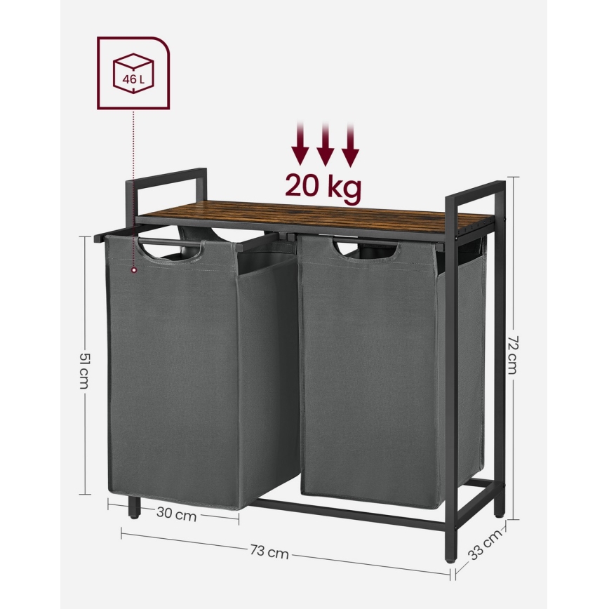 Tvättkorg REX brun/grå