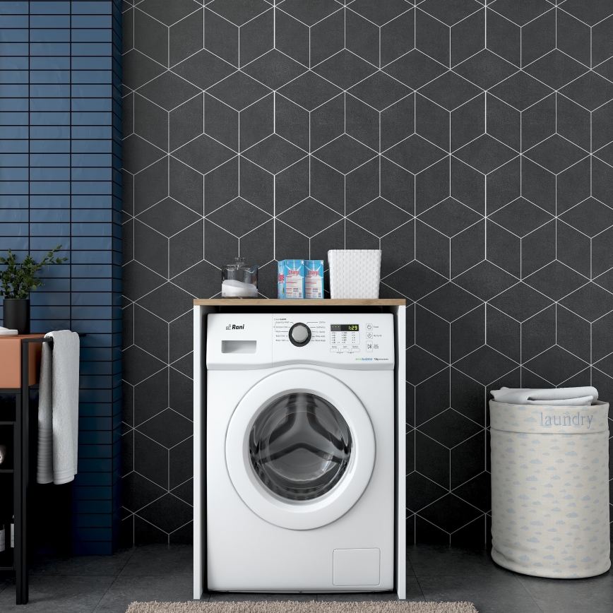 Tvättmaskinsskåp RANI 65x91,8 cm vit/brun