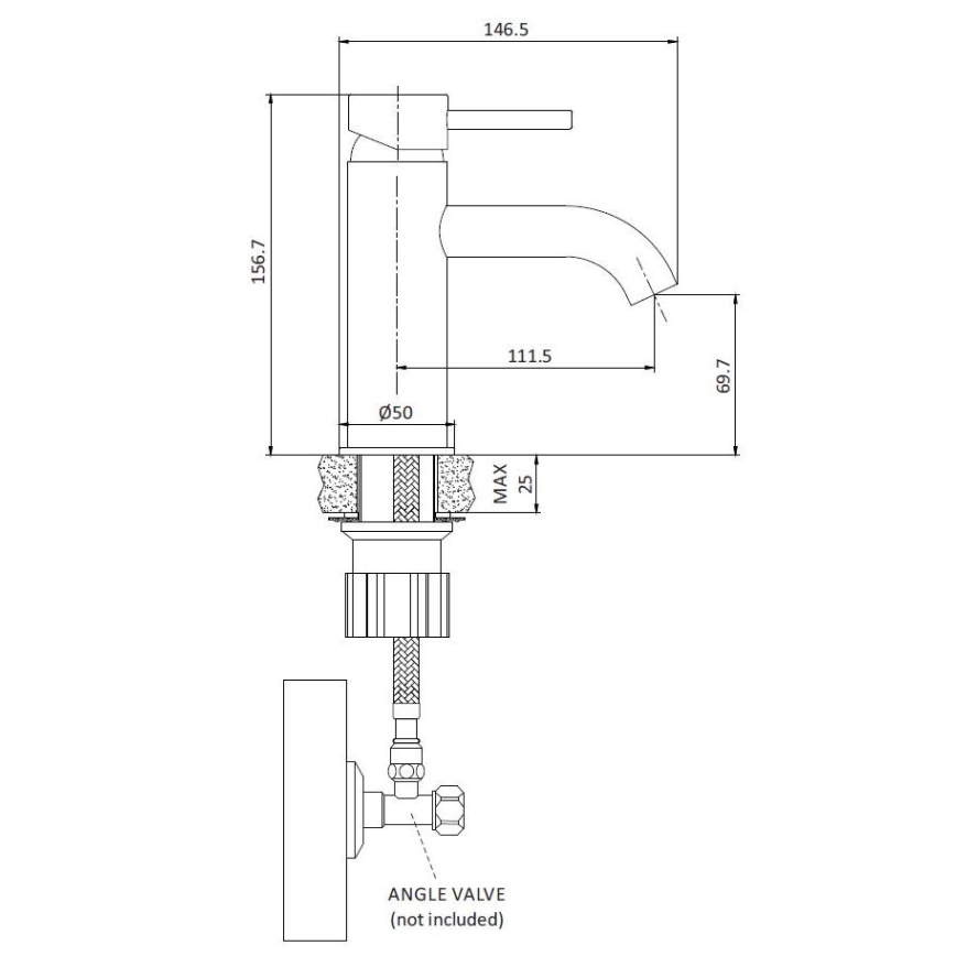 Tvättställsblandare DRAGOR 15,6 cm i polerad mässing