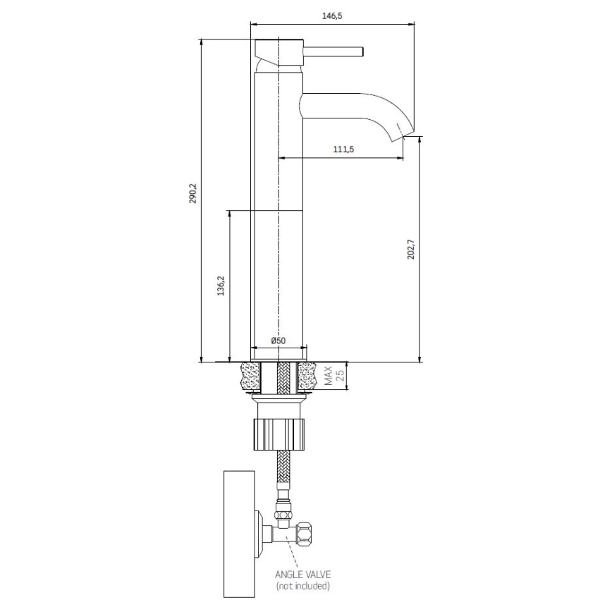 Tvättställsblandare DRAGOR 29 cm polerad mässing
