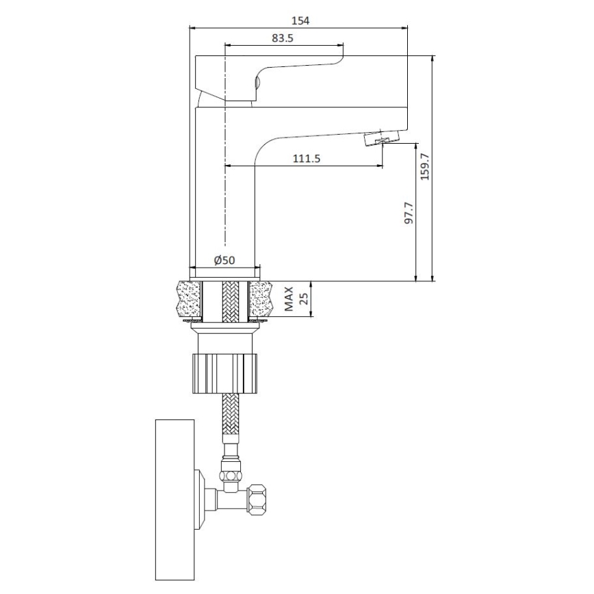 Tvättställsblandare NAESBY 15,9 cm matt svart