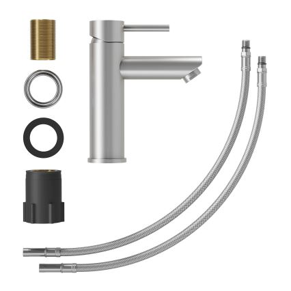 Tvättställsblandare RINGSTED 17,8 cm, borstad rostfritt stål