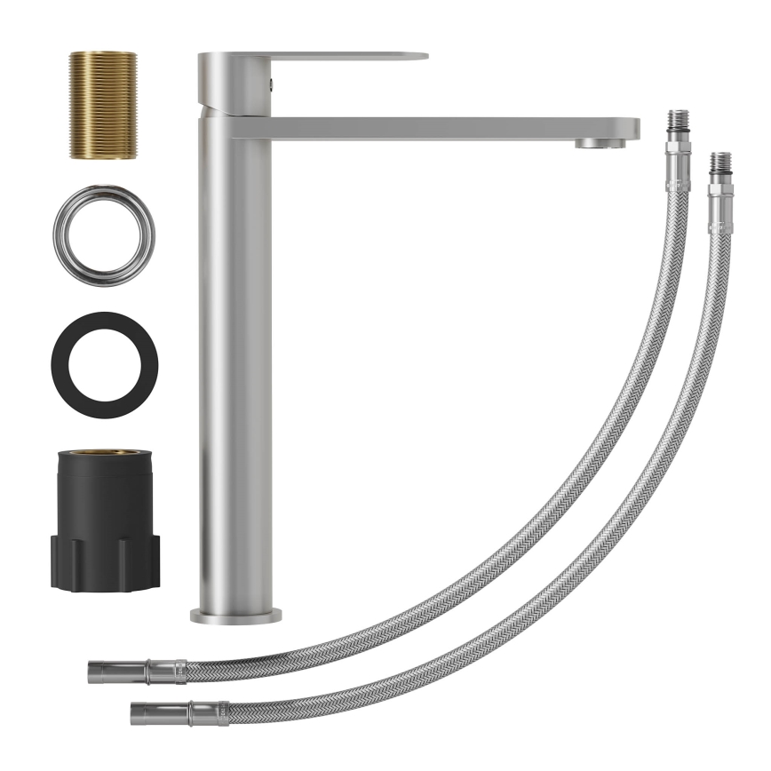 Tvättställsblandare TARNBY 27,3 cm, borstat rostfritt stål