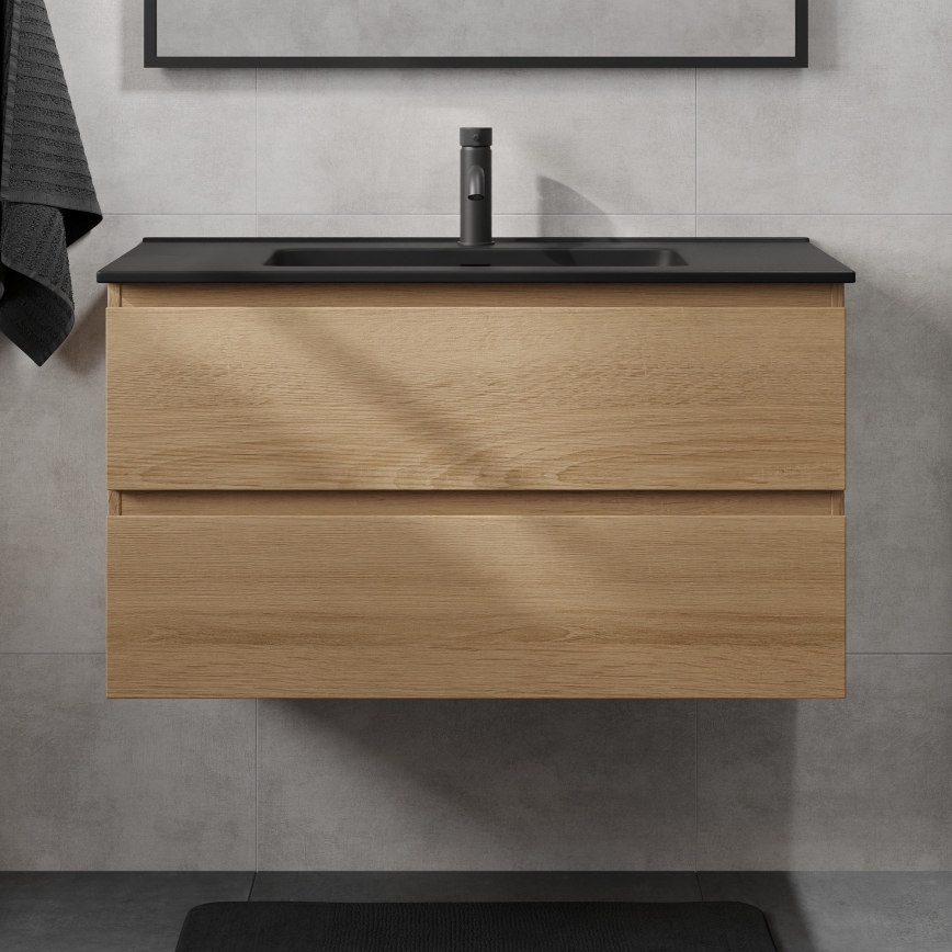 Tvättställskommod KENWOOD 91 cm ek/svart