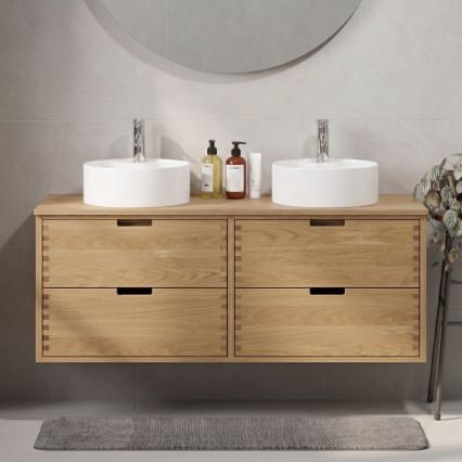 Tvättställsskåp GRIBSKOV 120 cm beige/ek