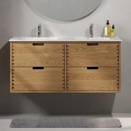 Tvättställsskåp GRIBSKOV 120 cm beige/ek