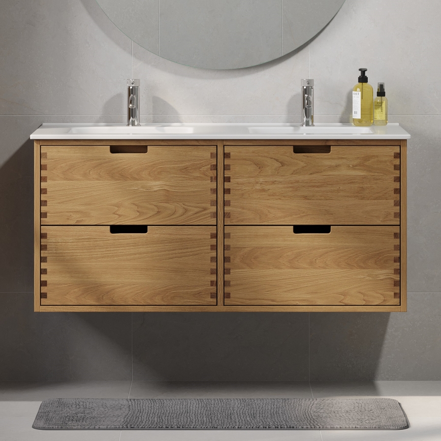 Tvättställsskåp GRIBSKOV 120 cm beige/ek