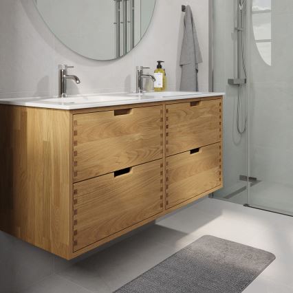 Tvättställsskåp GRIBSKOV 120 cm beige/ek