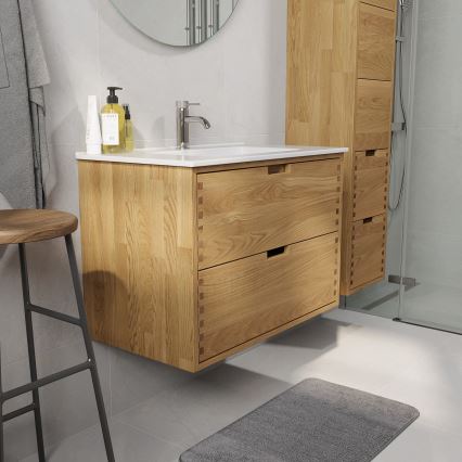 Tvättställsskåp GRIBSKOV 80 cm beige/ek