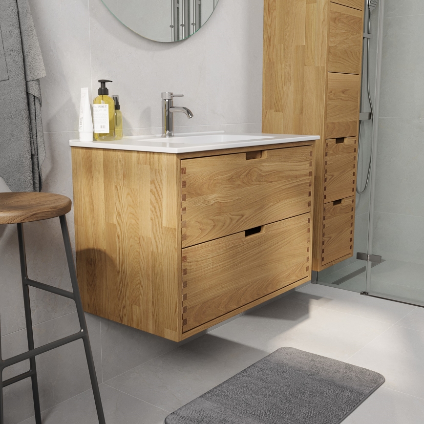 Tvättställsskåp GRIBSKOV 80 cm beige/ek