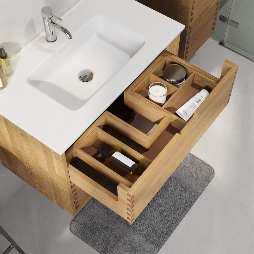 Tvättställsskåp GRIBSKOV 80 cm beige/ek