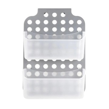 Tvåvånings hängande hylla för duschen 12x35,5 cm grå/vit