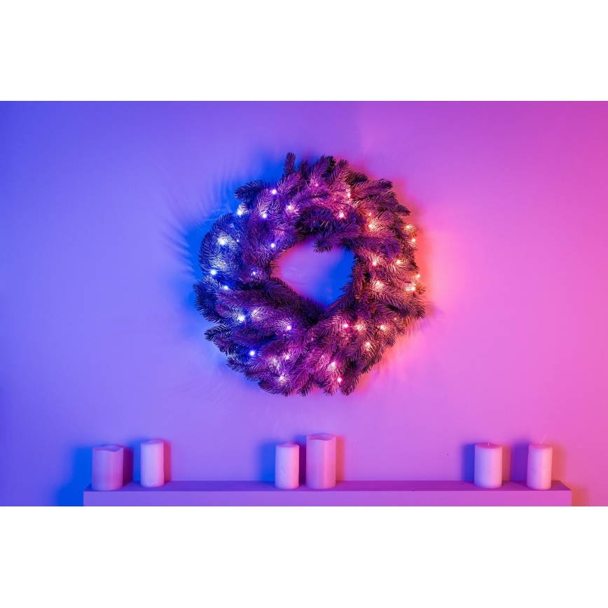 Twinkly - LED RGB Dimbart julkrans 50xLED Ø 60 cm Wi-Fi