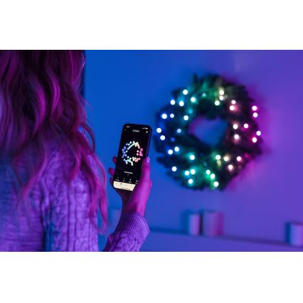 Twinkly - LED RGB Dimbart julkrans 50xLED Ø 60 cm Wi-Fi