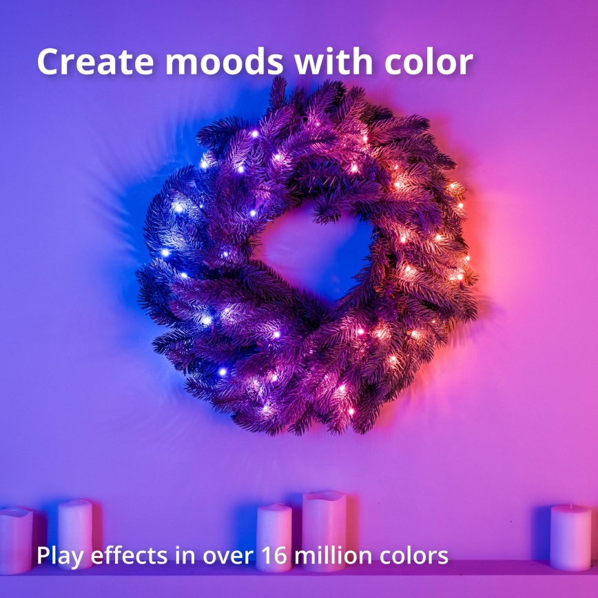 Twinkly - LED RGB Dimbart julkrans 50xLED Ø 60 cm Wi-Fi