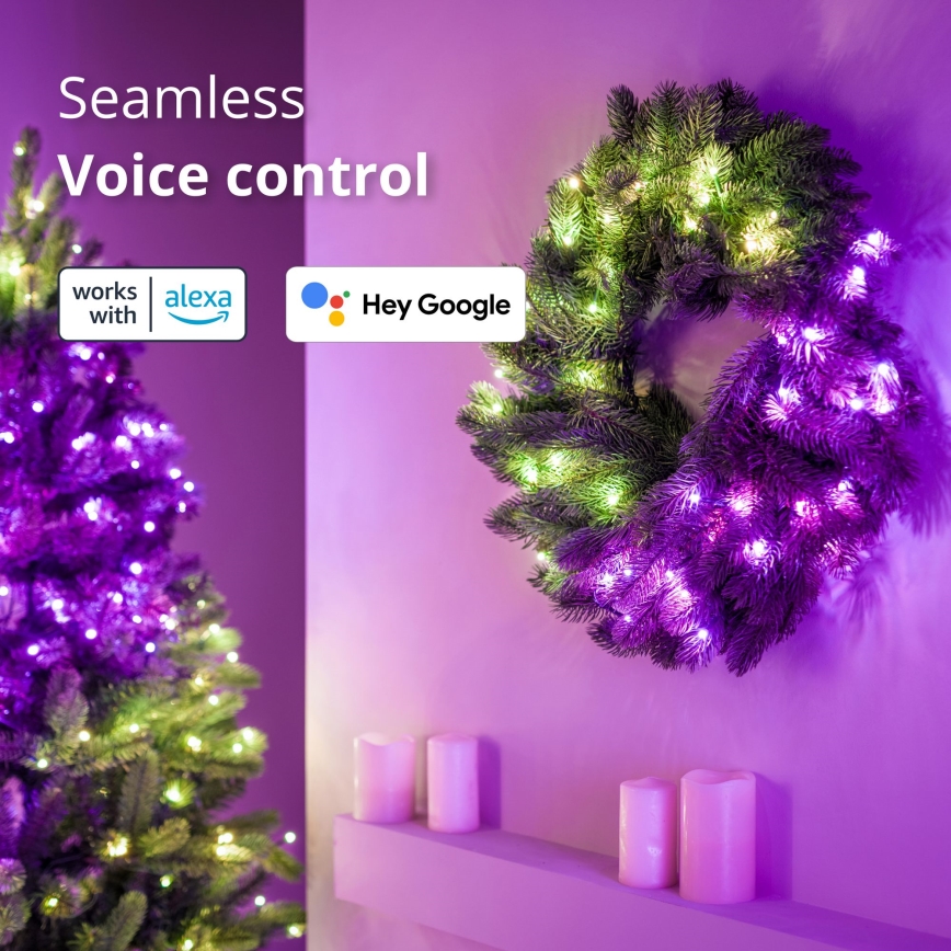 Twinkly - LED RGB Dimbart julkrans 50xLED Ø 60 cm Wi-Fi