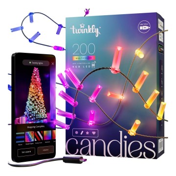 Twinkly - LED RGB dimbar julbelysning CANDIES 200xLED 14 m USB Wi-Fi