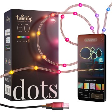 Twinkly - LED RGB dimbar julslinga DOTS 60xLED 7 m USB Wi-Fi