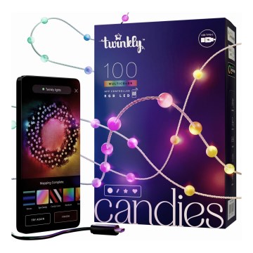 Twinkly - LED RGB Ljusreglerad Julkedja CANDIES 100xLED 8 m USB Wi-Fi