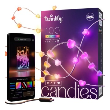 Twinkly - LED RGB Ljusreglerad Julkedja CANDIES 100xLED 8 m USB Wi-Fi