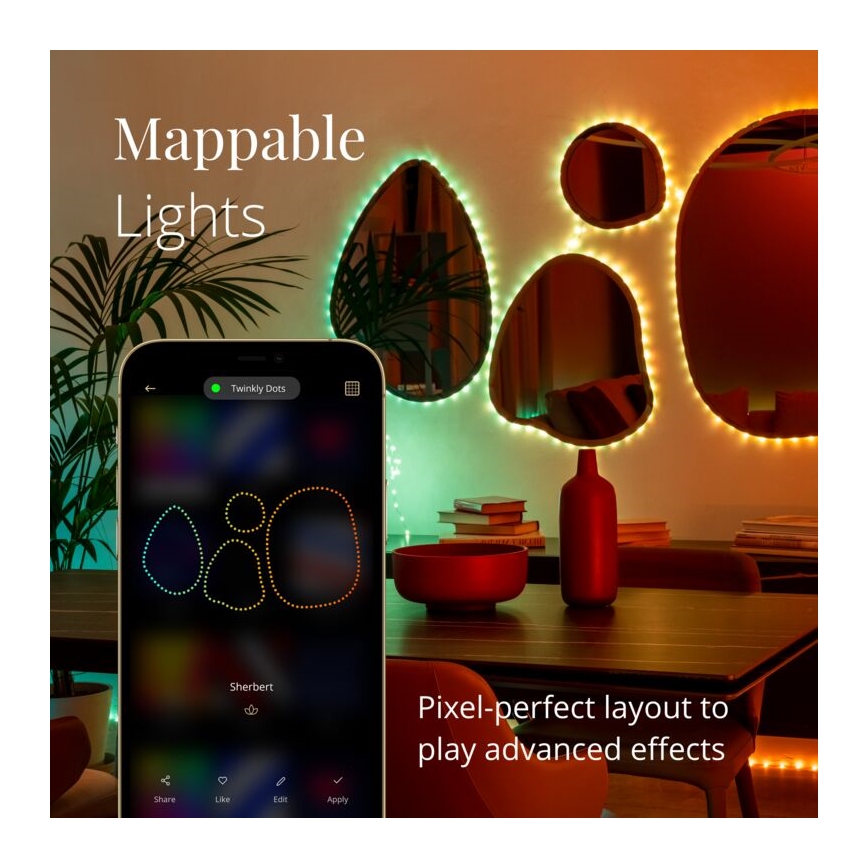 Twinkly - LED RGB Dimbar remsa DOTS 60xLED 3 m Wi-Fi USB