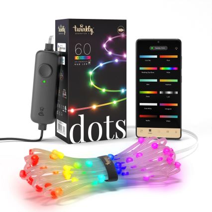Twinkly - DOTS LED RGB dimbar ljusslinga 60 LED 7 m USB Wi‑Fi