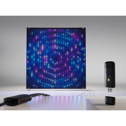Twinkly - LED RGBW dimmbar utomhusljusvägg med musik LIGHTWALL 1120xLED 2,6x2,7 m IP44 Wi-Fi + musikdongel